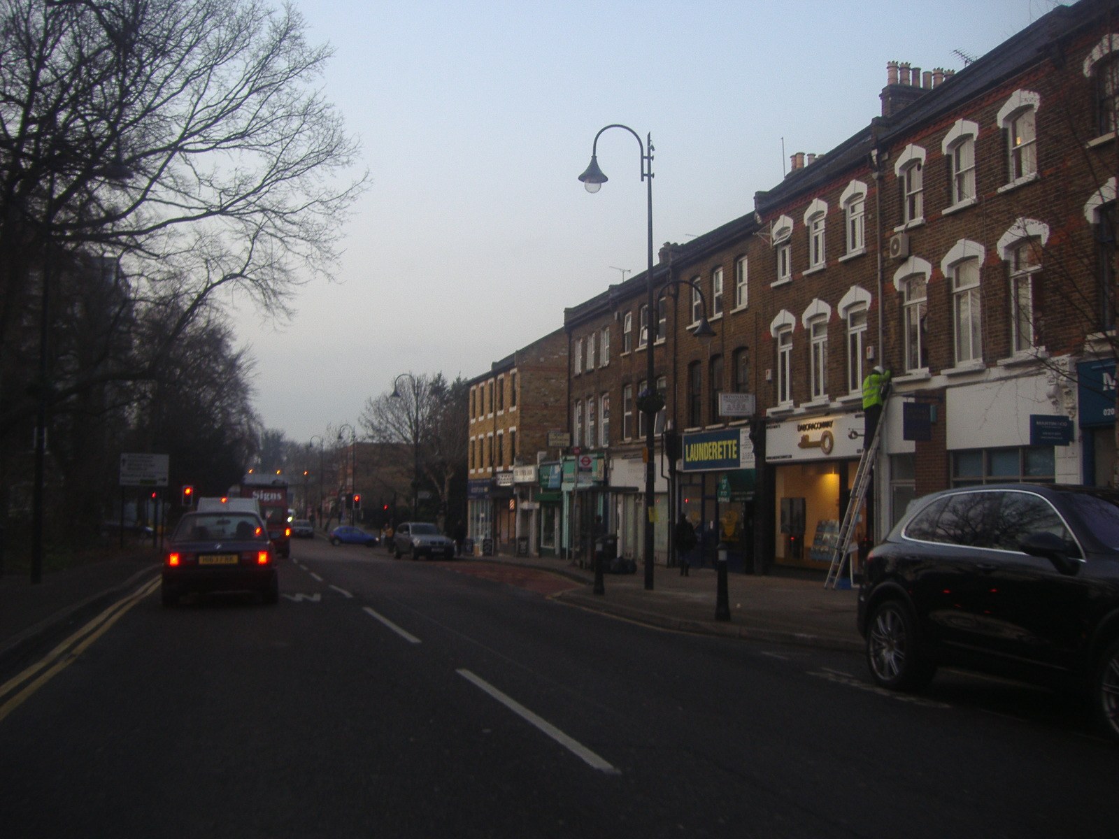 Wanstead High Street looking along the shops